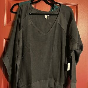 Free people, black waffle sweatshirt